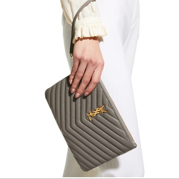 Yves Saint Laurent Handbags - ✨🌟👜NEW SAINT LAURENT
YSL Monogram Matelasse Leather Tablet Pouch In COLOR: Fog